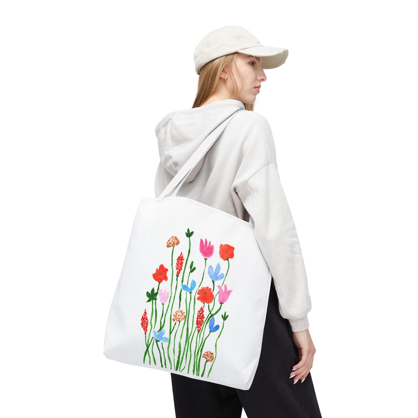 whimsical flower tote bag