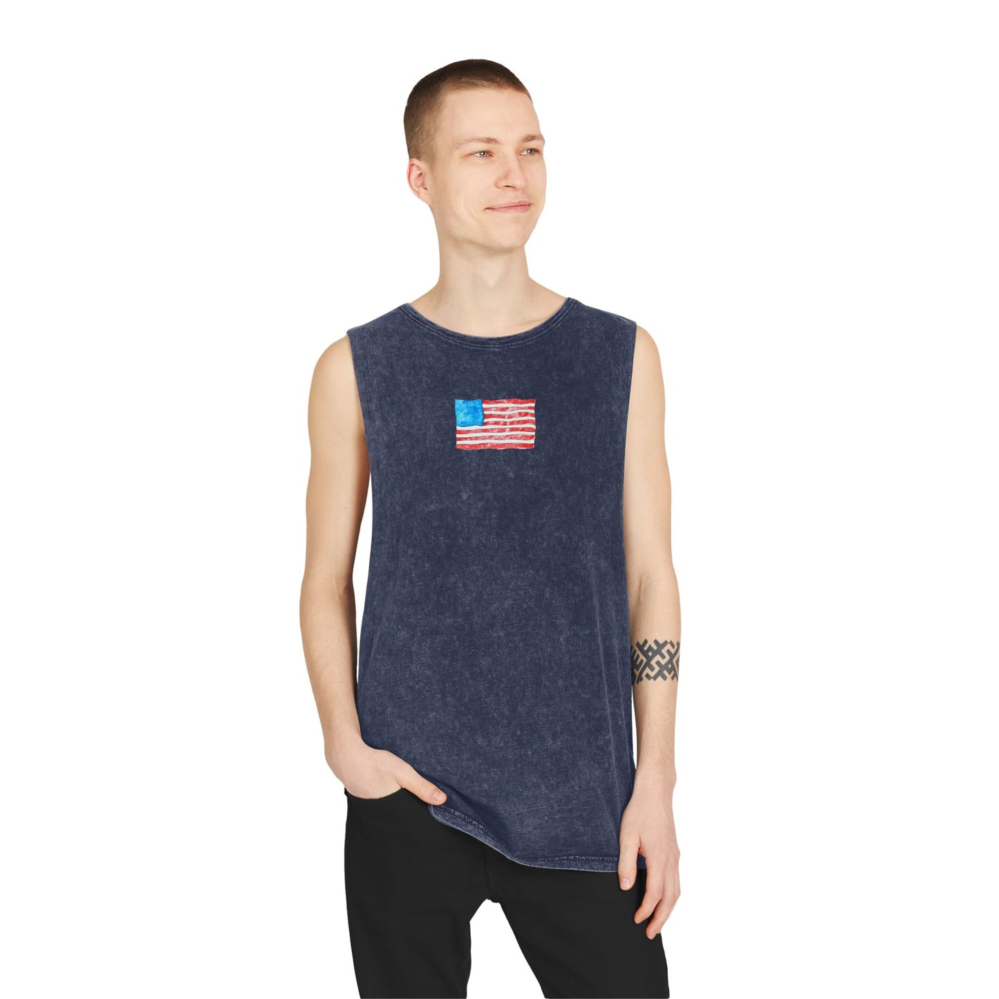 american flag unisex stonewash tank top