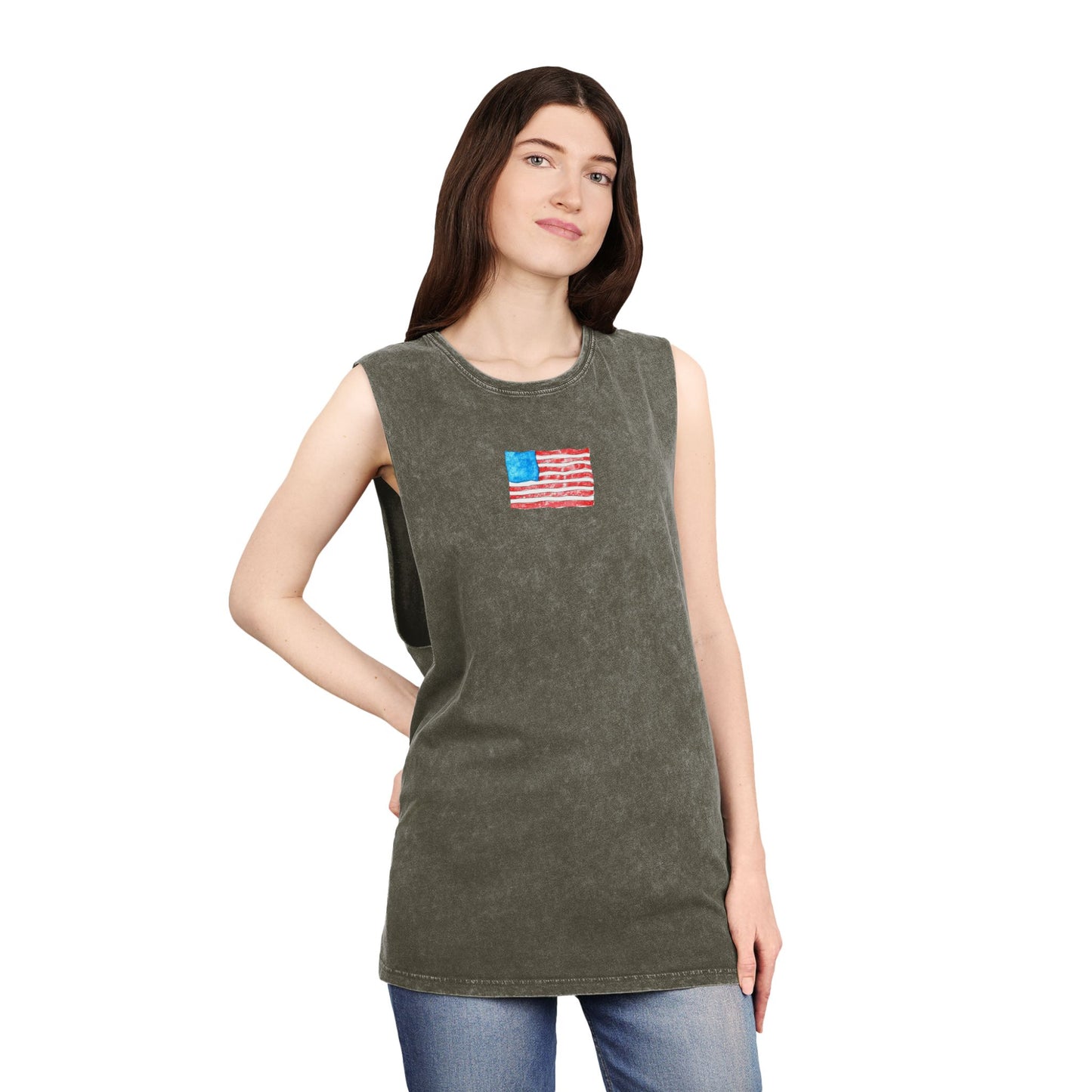 american flag unisex stonewash tank top