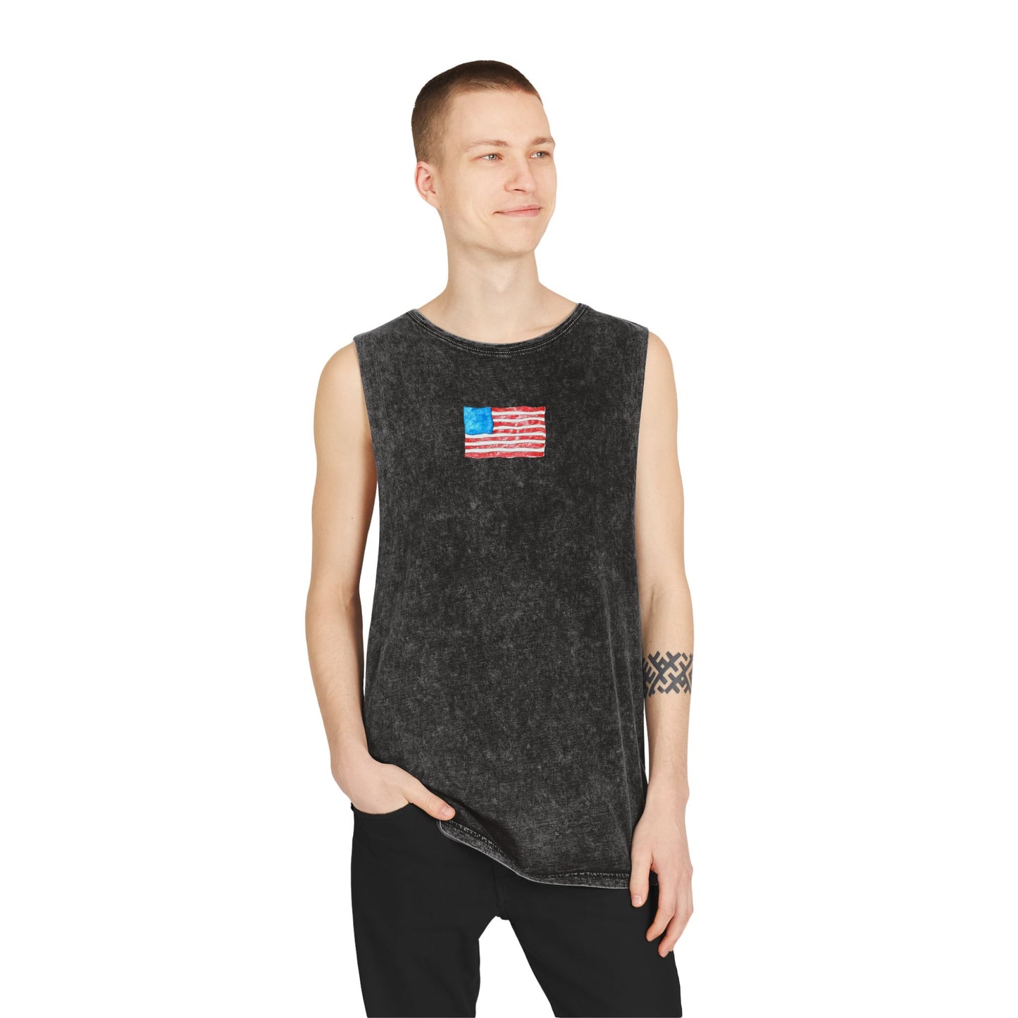 american flag unisex stonewash tank top