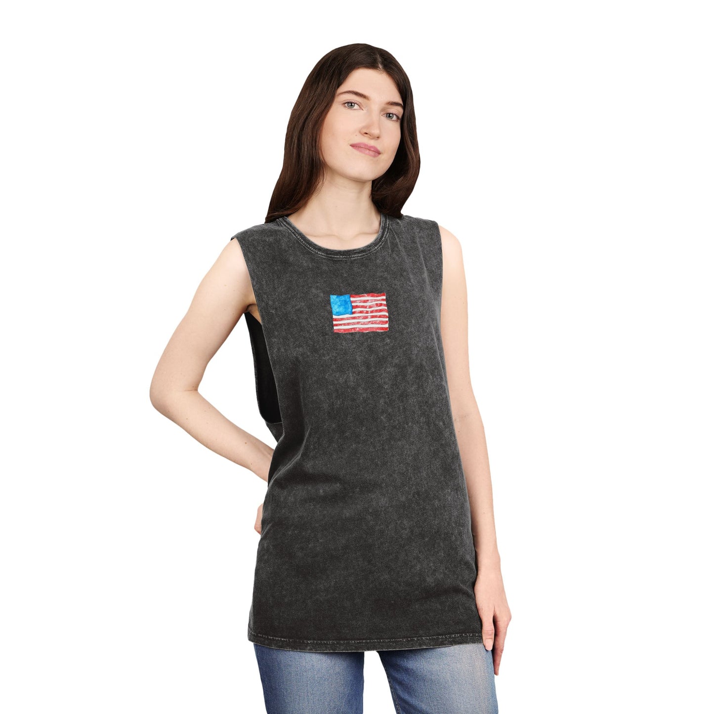 american flag unisex stonewash tank top
