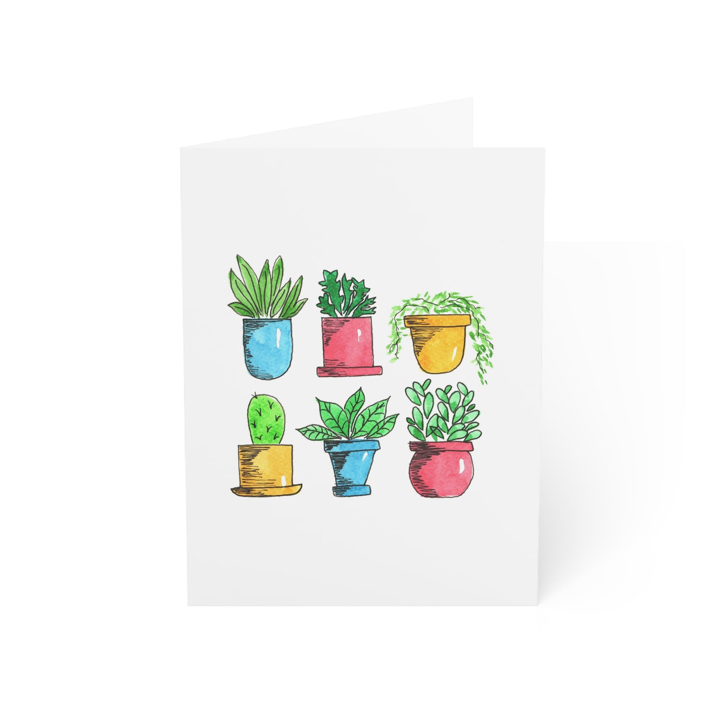 potted plants greeting card - set of 10, 30, or 50