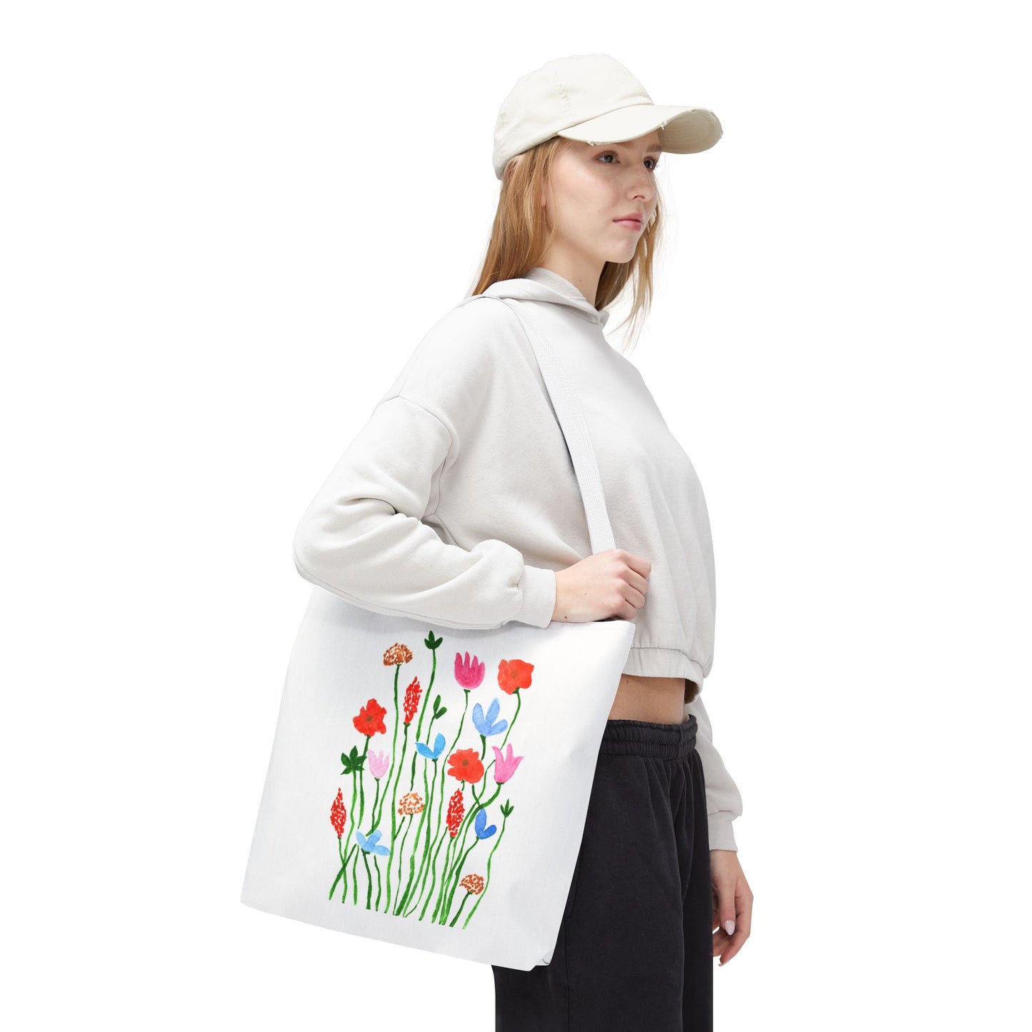 whimsical flower tote bag