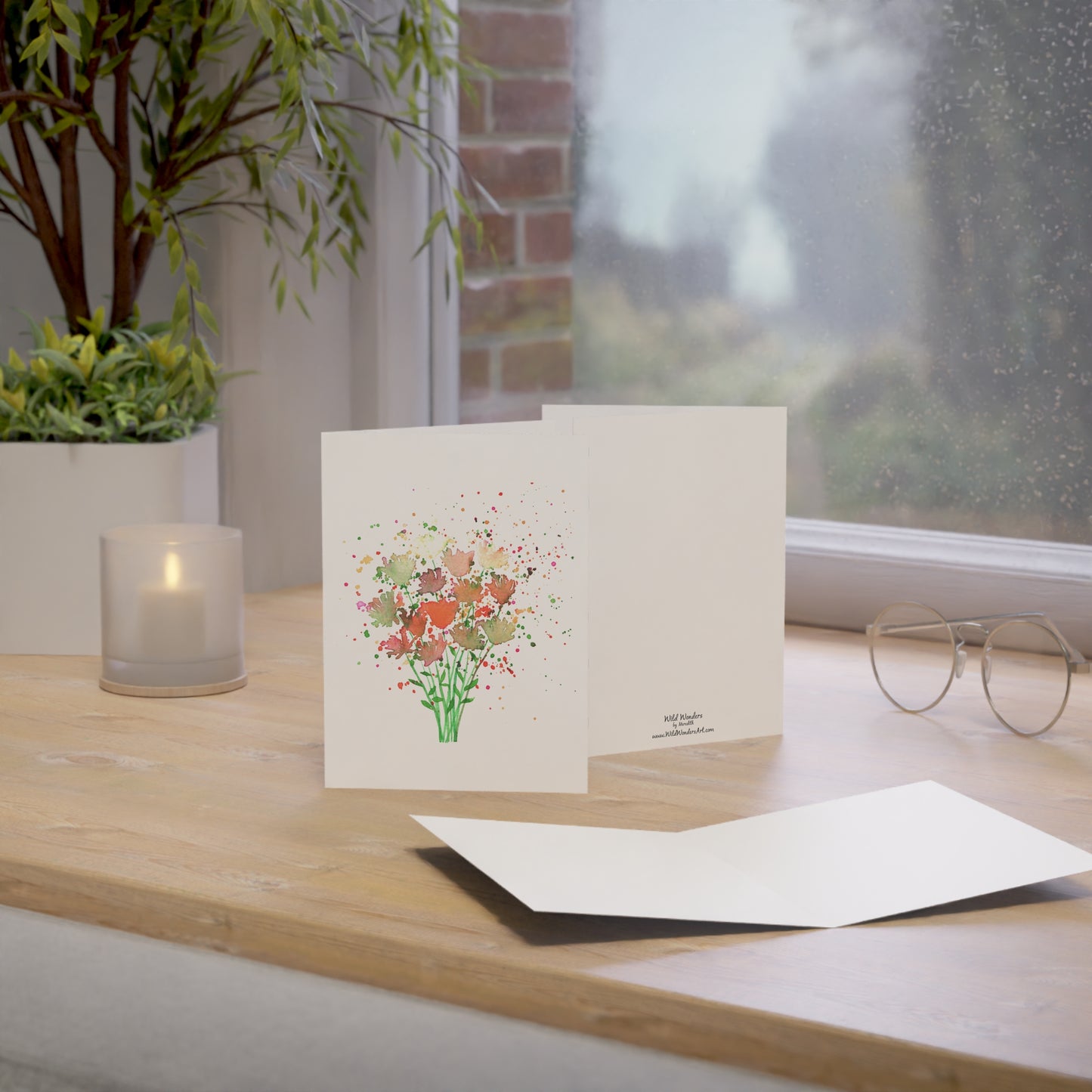 splatter bouquet greeting card - set of 10, 30, or 50