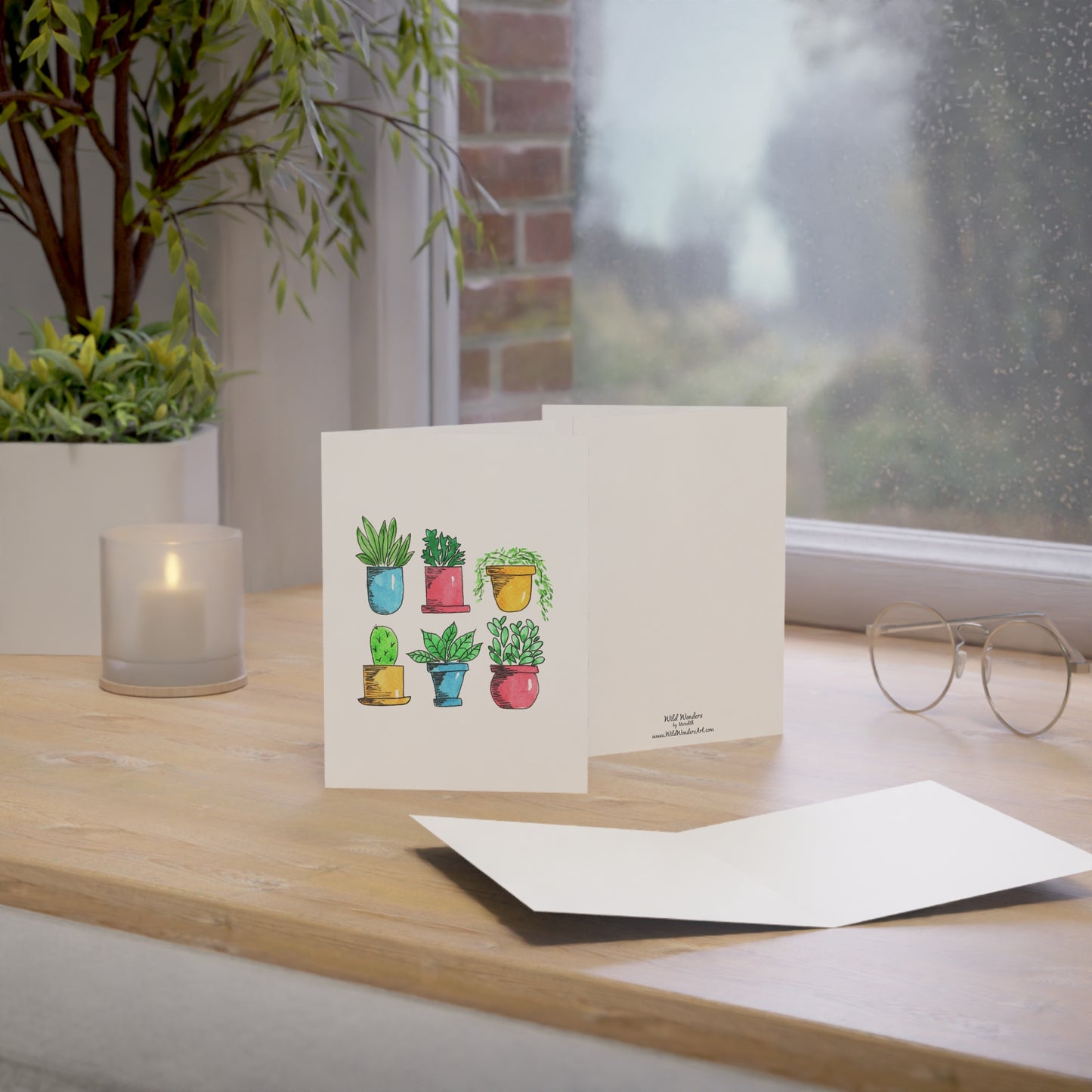potted plants greeting card - set of 10, 30, or 50