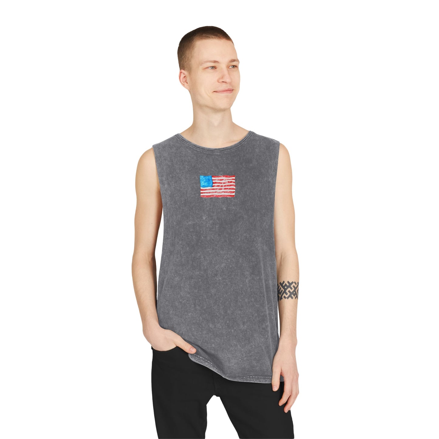 american flag unisex stonewash tank top