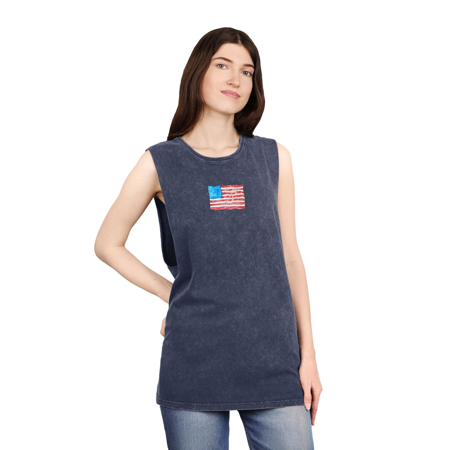 american flag unisex stonewash tank top