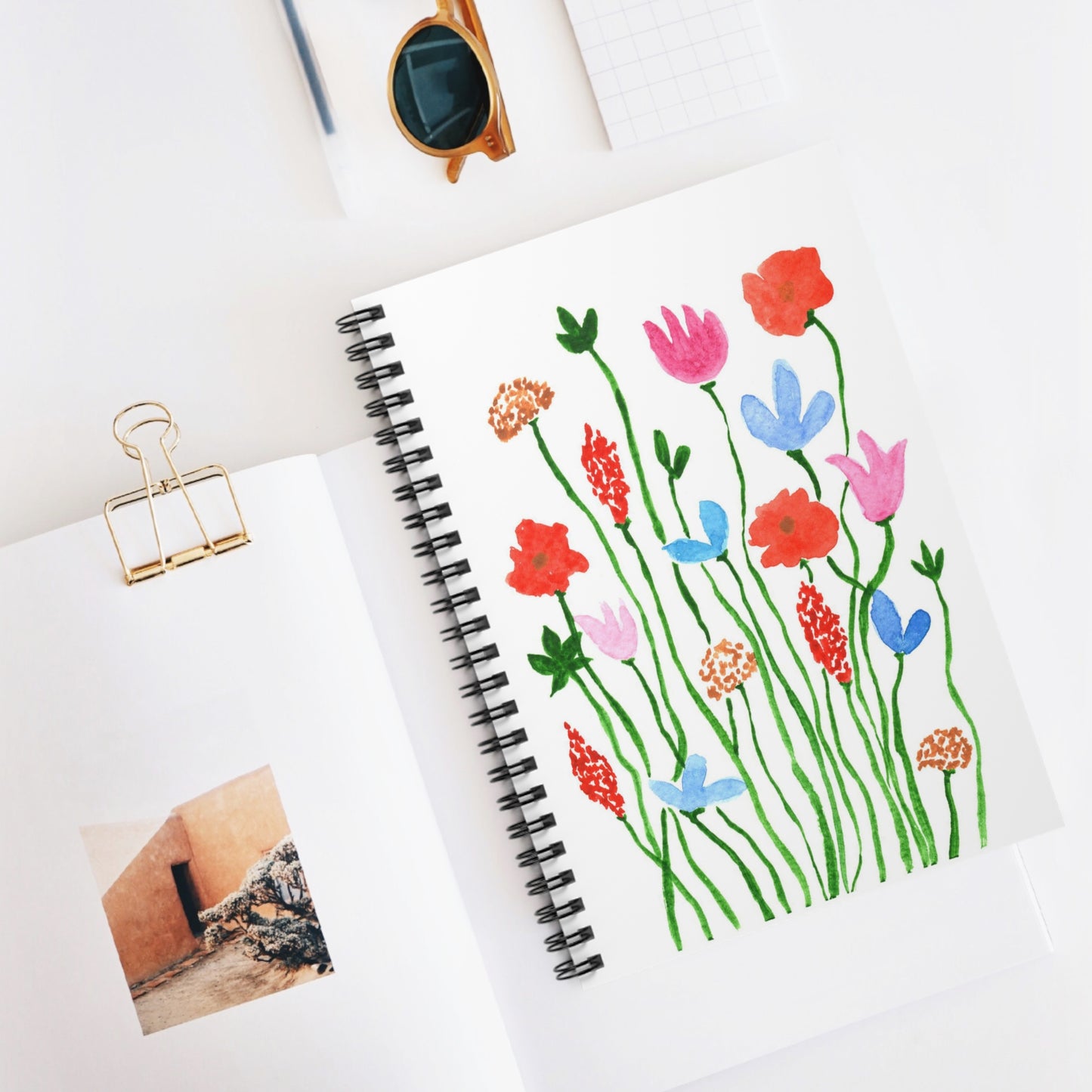 whimsical flowers spiral notebook