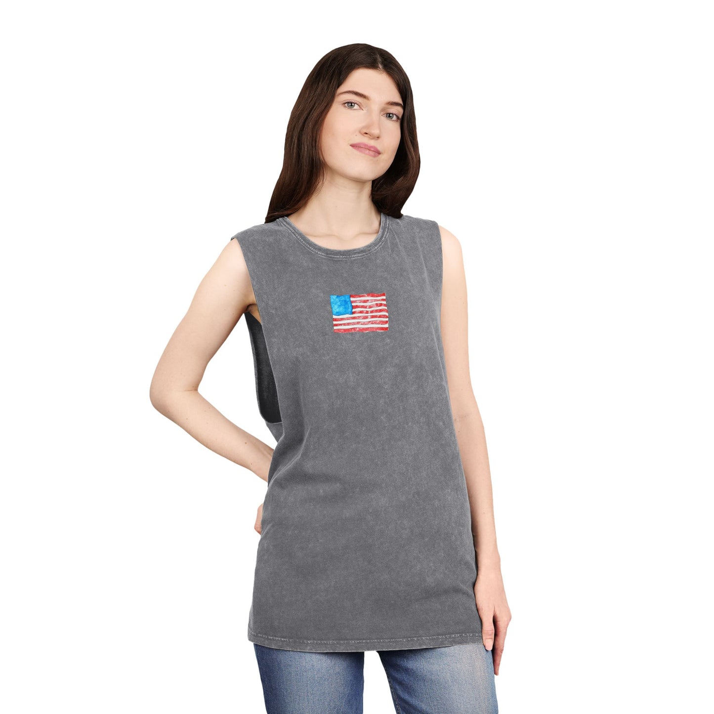 american flag unisex stonewash tank top