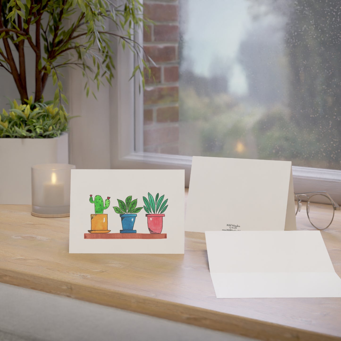 potted plants greeting card - set of 10, 30, or 50