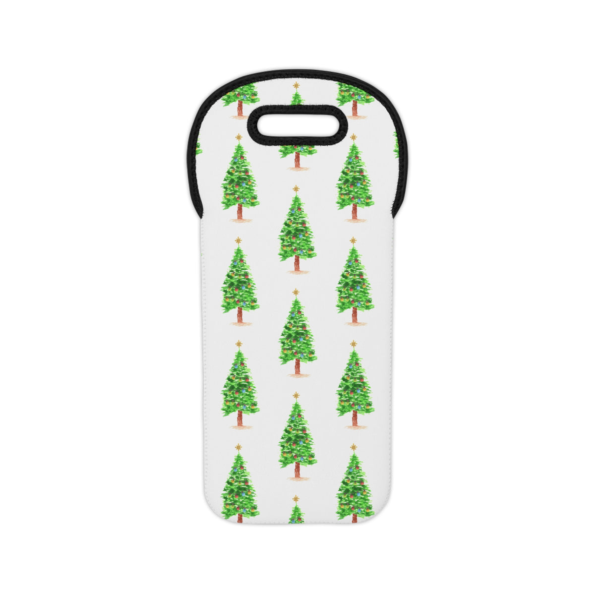 wine tote bag — watercolor christmas tree insulated wine carrier