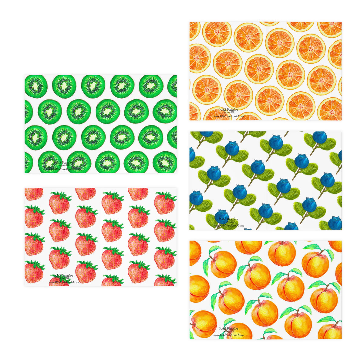 freshly picked watercolor fruit greeting cards — set of 5