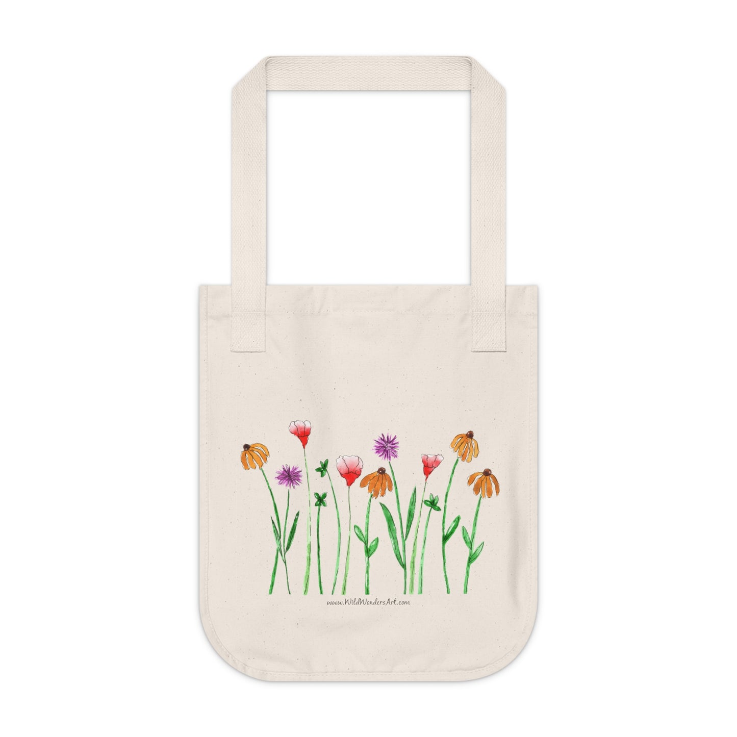 wildflower garden mini canvas tote bag — 100% organic cotton