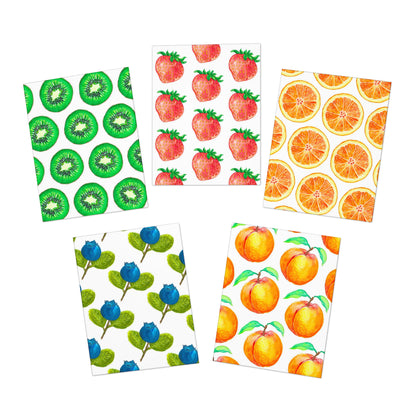 Freshly Picked Watercolor Fruit Greeting Cards — Set of 5