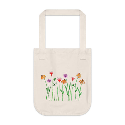 Wildflower Garden Mini Canvas Tote Bag — 100% Organic Cotton