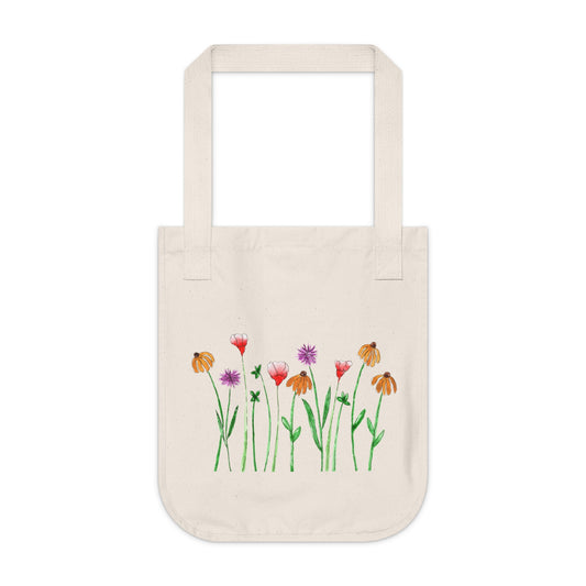 Wildflower Garden Mini Canvas Tote Bag — 100% Organic Cotton