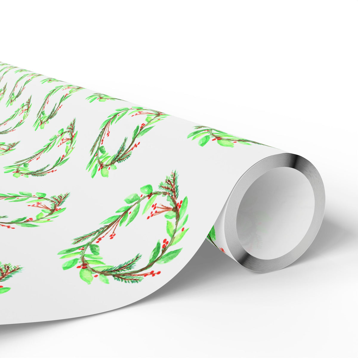 holiday wreath wrapping paper roll