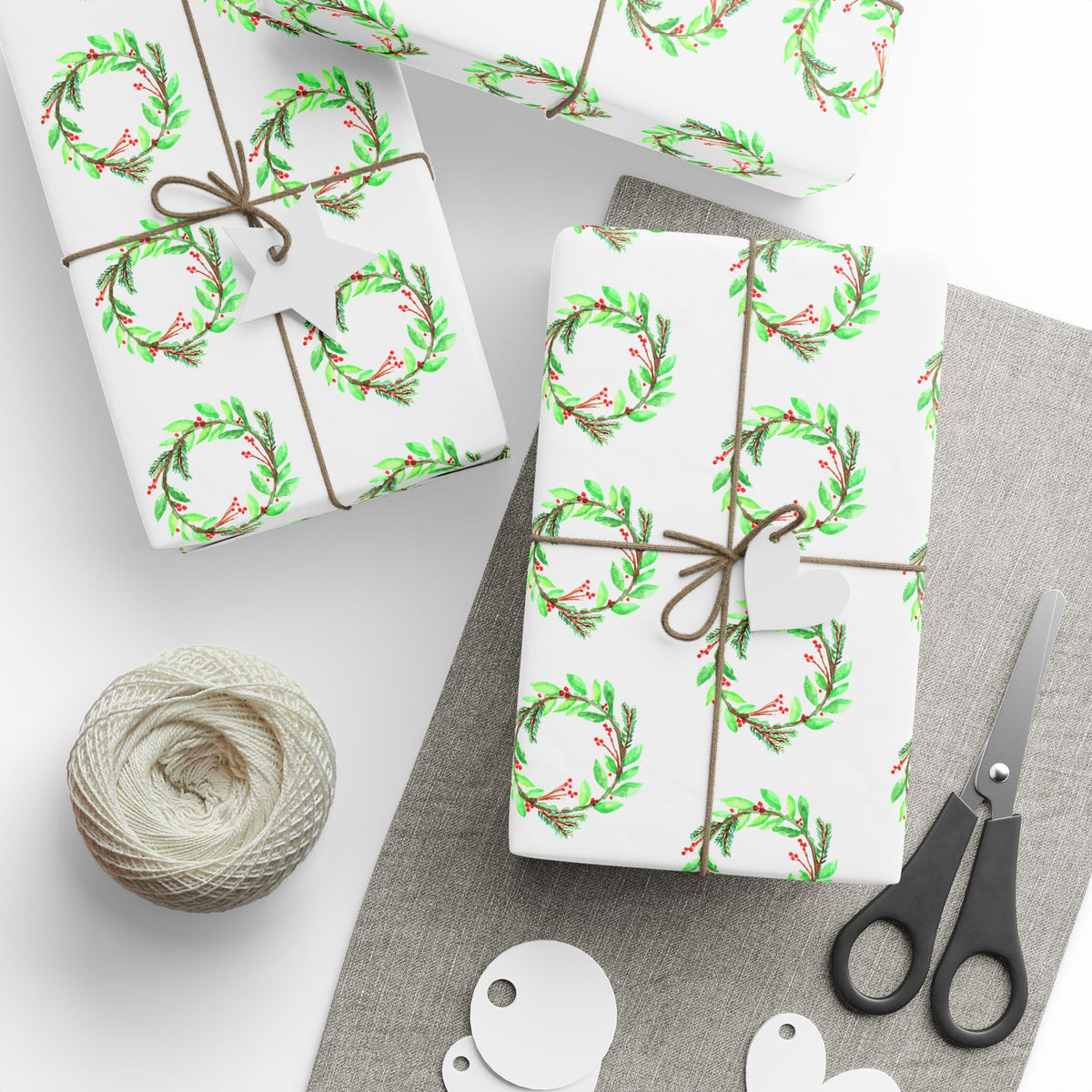 holiday wreath wrapping paper roll