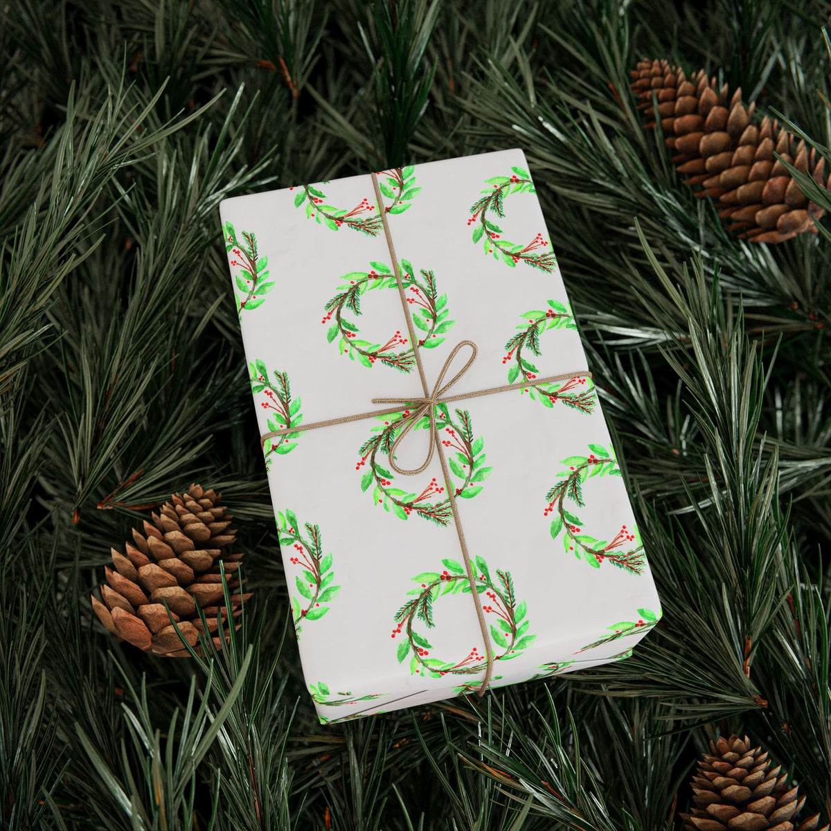 holiday wreath wrapping paper roll