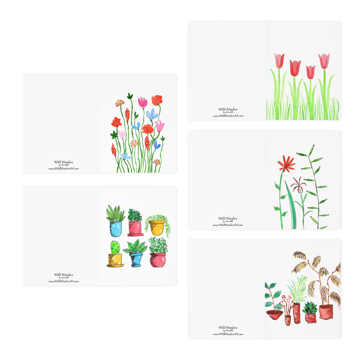 botanical greeting cards — set of 5