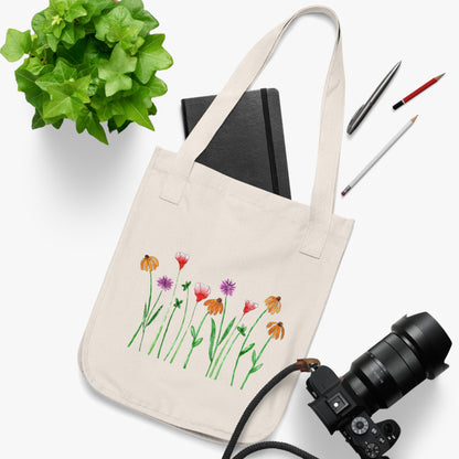 Wildflower Garden Mini Canvas Tote Bag — 100% Organic Cotton